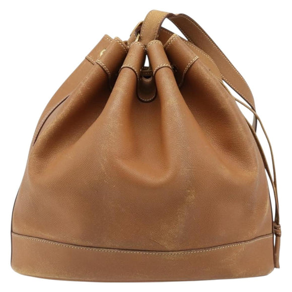 HERMES Market GM Shoulder Bag Epsom Brown Gold Auth yk20594