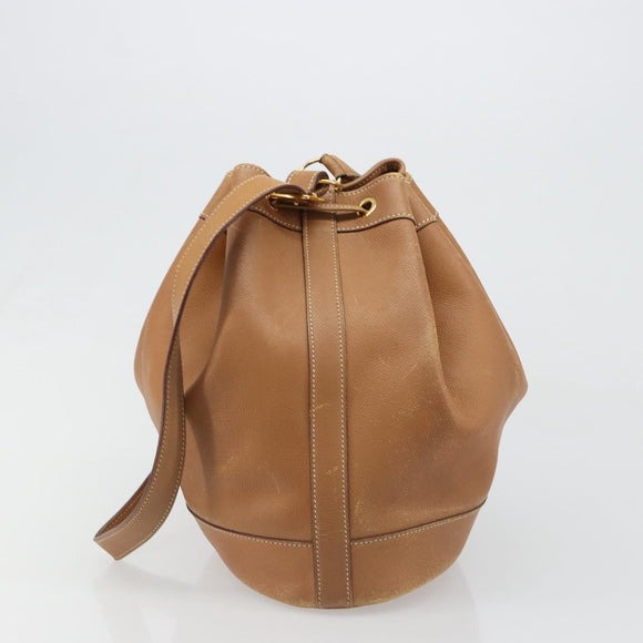 HERMES Market GM Shoulder Bag Epsom Brown Gold Auth yk20594