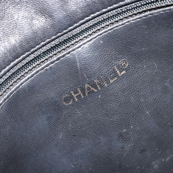 CHANEL COCO Mark Chain Tote Bag Leather Black Gold CC Auth yk20595
