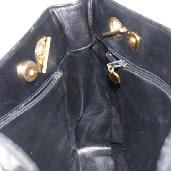 CHANEL COCO Mark Chain Tote Bag Leather Black Gold CC Auth yk20595