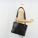 CHANEL COCO Mark Chain Tote Bag Leather Black Gold CC Auth yk20595-23
