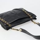CHANEL COCO Mark Chain Tote Bag Leather Black Gold CC Auth yk20595-6