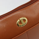 Christian Dior Shoulder Bag Leather Brown Gold Auth yk20599-14