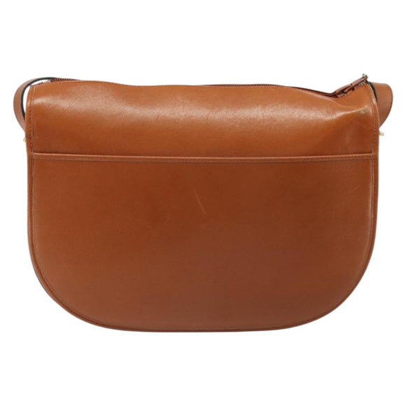 Christian Dior Shoulder Bag Leather Brown Gold Auth yk20599