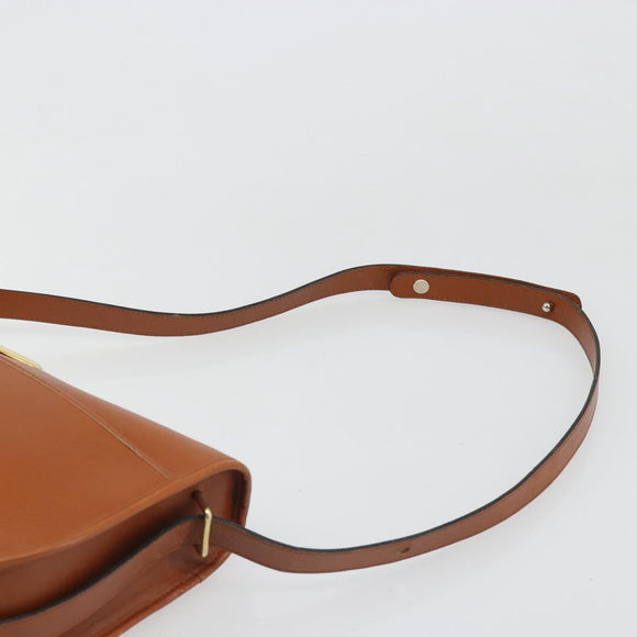 Christian Dior Shoulder Bag Leather Brown Gold Auth yk20599