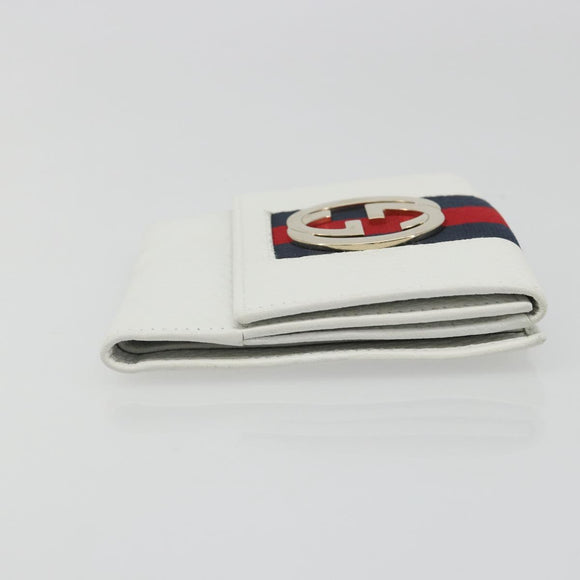 GUCCI Interlocking Sherry Line Wallet Leather White Gold 131020 Auth yk20600A