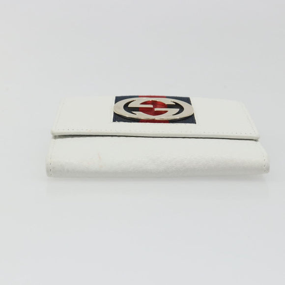 GUCCI Interlocking Sherry Line Wallet Leather White Gold 131020 Auth yk20600A