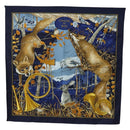 HERMES Carre 90 Scarf ""CHASSE au BOIS"" Silk Navy Auth yk20604M-1