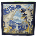 HERMES Carre 90 Scarf ""CHASSE au BOIS"" Silk Navy Auth yk20604M-14