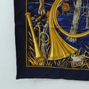 HERMES Carre 90 Scarf ""CHASSE au BOIS"" Silk Navy Auth yk20604M-8