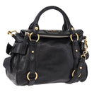 Miu Miu Hand Bag Leather 2way Black Gold Auth yk20607SAM-1