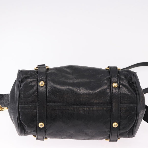 Miu Miu Hand Bag Leather 2way Black Gold Auth yk20607SAM