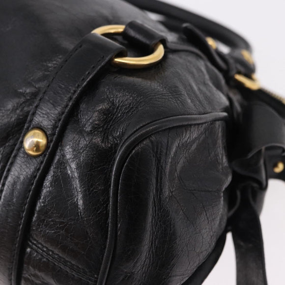 Miu Miu Hand Bag Leather 2way Black Gold Auth yk20607SAM
