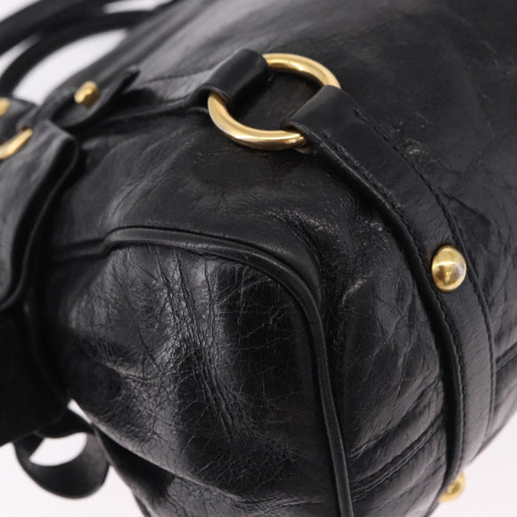 Miu Miu Hand Bag Leather 2way Black Gold Auth yk20607SAM