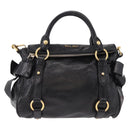 Miu Miu Hand Bag Leather 2way Black Gold Auth yk20607SAM-13