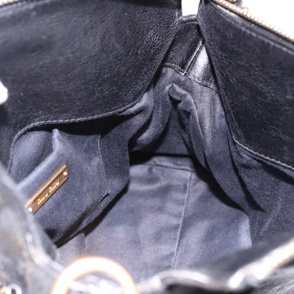 Miu Miu Hand Bag Leather 2way Black Gold Auth yk20607SAM