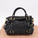 Miu Miu Hand Bag Leather 2way Black Gold Auth yk20607SAM-12