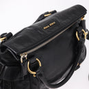 Miu Miu Hand Bag Leather 2way Black Gold Auth yk20607SAM-6