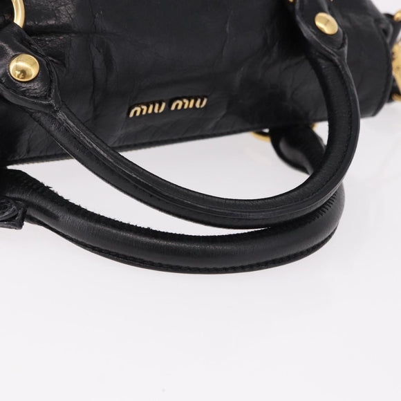 Miu Miu Hand Bag Leather 2way Black Gold Auth yk20607SAM