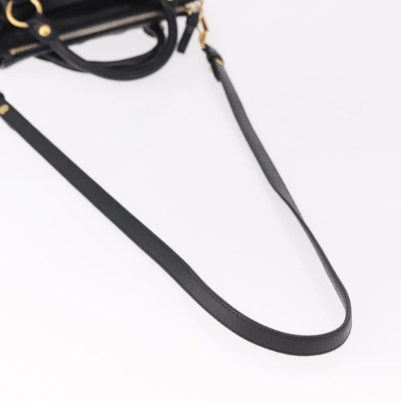 Miu Miu Hand Bag Leather 2way Black Gold Auth yk20607SAM