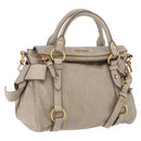 Miu Miu Hand Bag Leather 2way Gray Gold Auth yk20608SAM-1