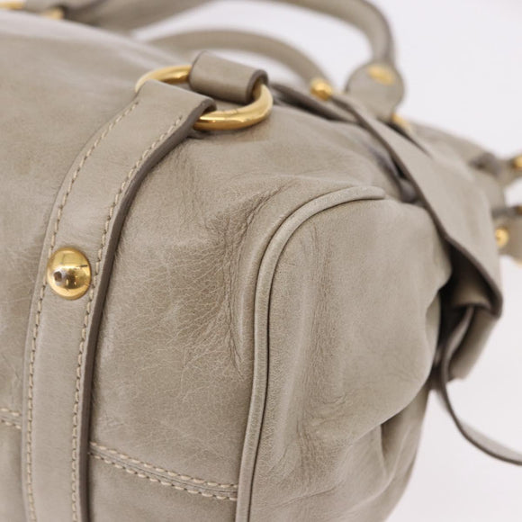 Miu Miu Hand Bag Leather 2way Gray Gold Auth yk20608SAM