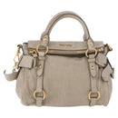 Miu Miu Hand Bag Leather 2way Gray Gold Auth yk20608SAM-13
