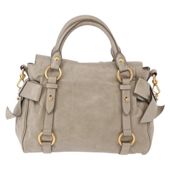 Miu Miu Hand Bag Leather 2way Gray Gold Auth yk20608SAM