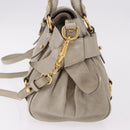 Miu Miu Hand Bag Leather 2way Gray Gold Auth yk20608SAM-3