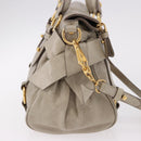 Miu Miu Hand Bag Leather 2way Gray Gold Auth yk20608SAM-4