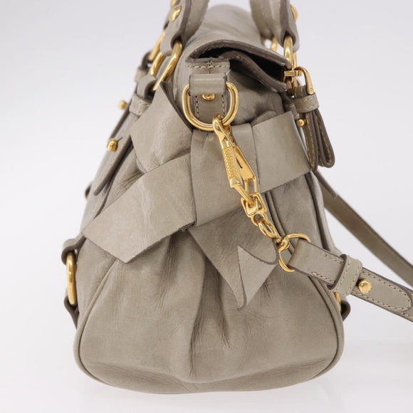 Miu Miu Hand Bag Leather 2way Gray Gold Auth yk20608SAM