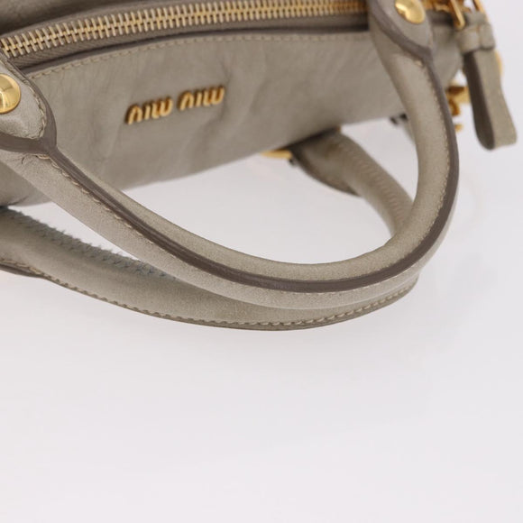 Miu Miu Hand Bag Leather 2way Gray Gold Auth yk20608SAM