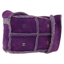 CHANEL Choco Bar Shoulder Bag Mouton Purple Silver CC Auth yk20610A-1