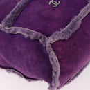CHANEL Choco Bar Shoulder Bag Mouton Purple Silver CC Auth yk20610A-9