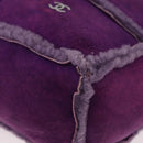 CHANEL Choco Bar Shoulder Bag Mouton Purple Silver CC Auth yk20610A-14