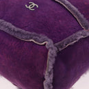 CHANEL Choco Bar Shoulder Bag Mouton Purple Silver CC Auth yk20610A-16