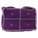 CHANEL Choco Bar Shoulder Bag Mouton Purple Silver CC Auth yk20610A-13