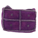 CHANEL Choco Bar Shoulder Bag Mouton Purple Silver CC Auth yk20610A-2
