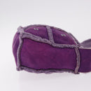 CHANEL Choco Bar Shoulder Bag Mouton Purple Silver CC Auth yk20610A-3