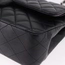 CHANEL Chain Matelasse 25 Shoulder Bag Lamb Skin Black Silver CC Auth yk20611SM-14