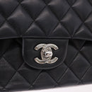 CHANEL Chain Matelasse 25 Shoulder Bag Lamb Skin Black Silver CC Auth yk20611SM-17
