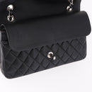 CHANEL Chain Matelasse 25 Shoulder Bag Lamb Skin Black Silver CC Auth yk20611SM-20