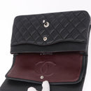 CHANEL Chain Matelasse 25 Shoulder Bag Lamb Skin Black Silver CC Auth yk20611SM-21