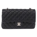 CHANEL Chain Matelasse 25 Shoulder Bag Lamb Skin Black Silver CC Auth yk20611SM-13