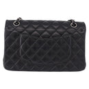 CHANEL Chain Matelasse 25 Shoulder Bag Lamb Skin Black Silver CC Auth yk20611SM-2