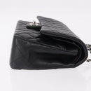 CHANEL Chain Matelasse 25 Shoulder Bag Lamb Skin Black Silver CC Auth yk20611SM-3