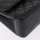 CHANEL Chain Matelasse 25 Bag Caviar Skin Black Silver CC Auth yk20612SM-10