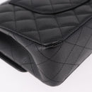 CHANEL Chain Matelasse 25 Bag Caviar Skin Black Silver CC Auth yk20612SM-12