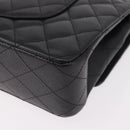 CHANEL Chain Matelasse 25 Bag Caviar Skin Black Silver CC Auth yk20612SM-13