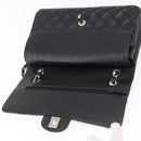 CHANEL Chain Matelasse 25 Bag Caviar Skin Black Silver CC Auth yk20612SM-15